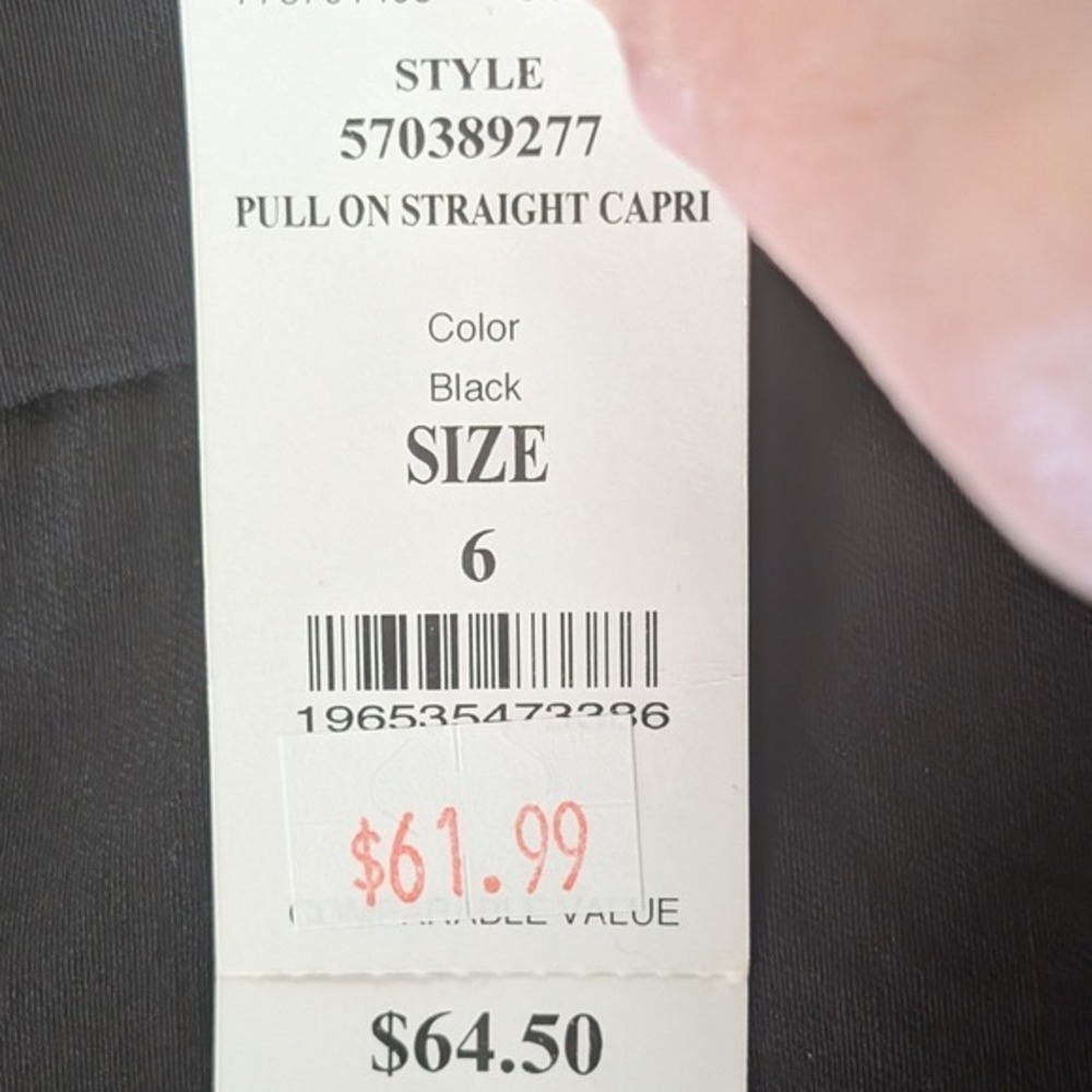 NWT White House Black Market Women 's Pull On Straight Leg Capri Pants Black 6 - Picture 5 of 8